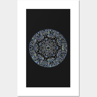 Black Blue Cosmic Flower Posters and Art